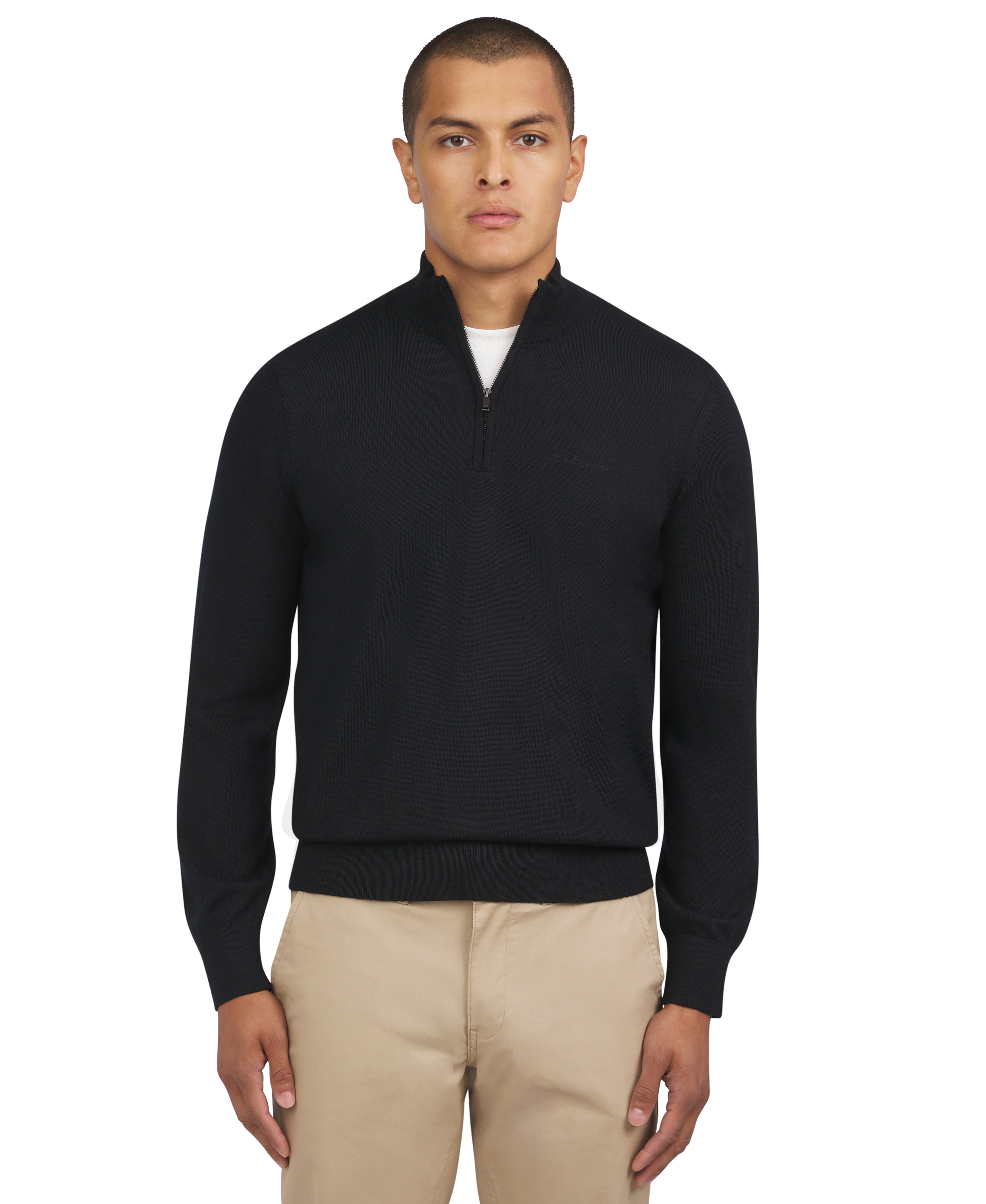 Merino Half Zip - Black