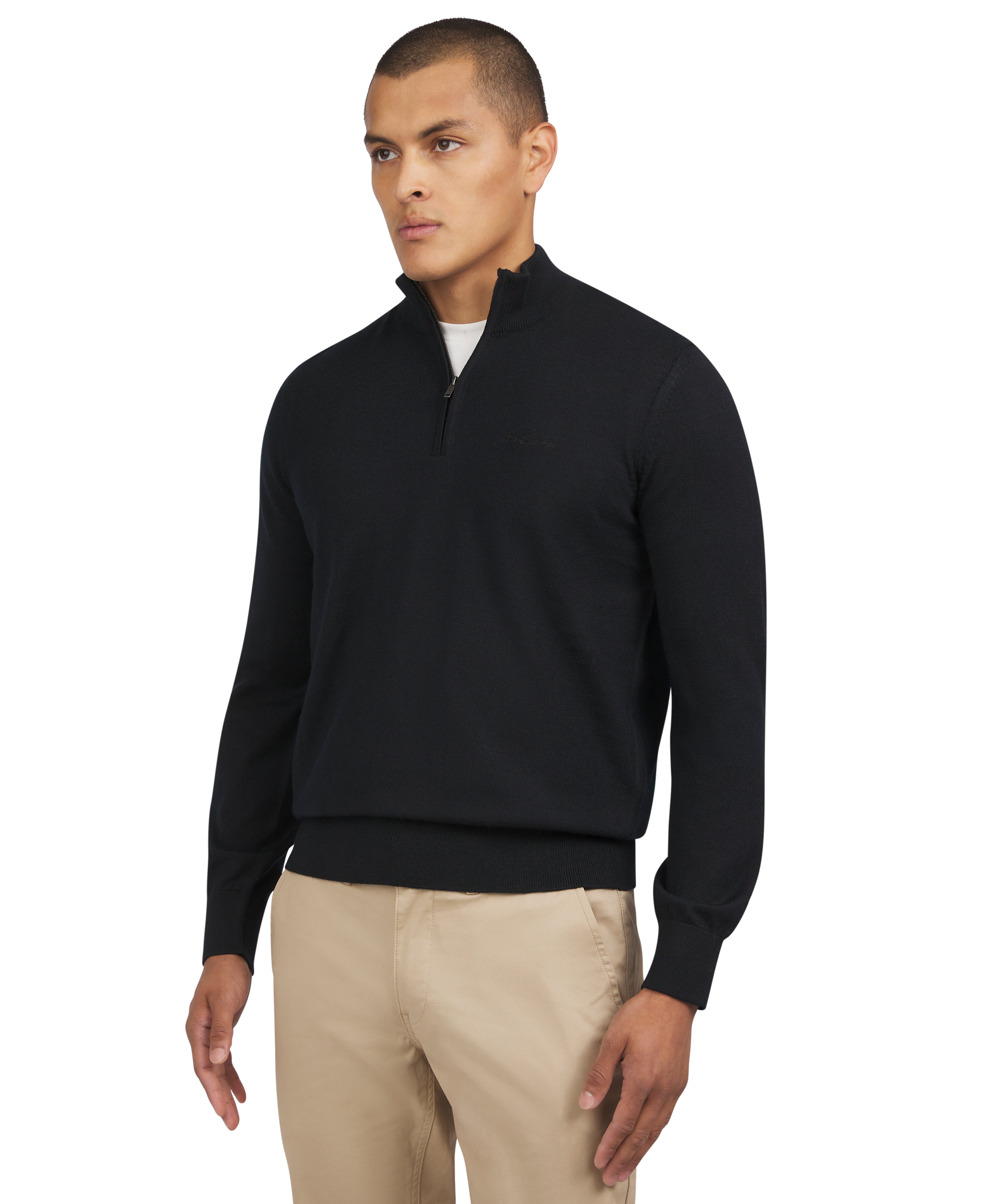 Merino Half Zip - Black