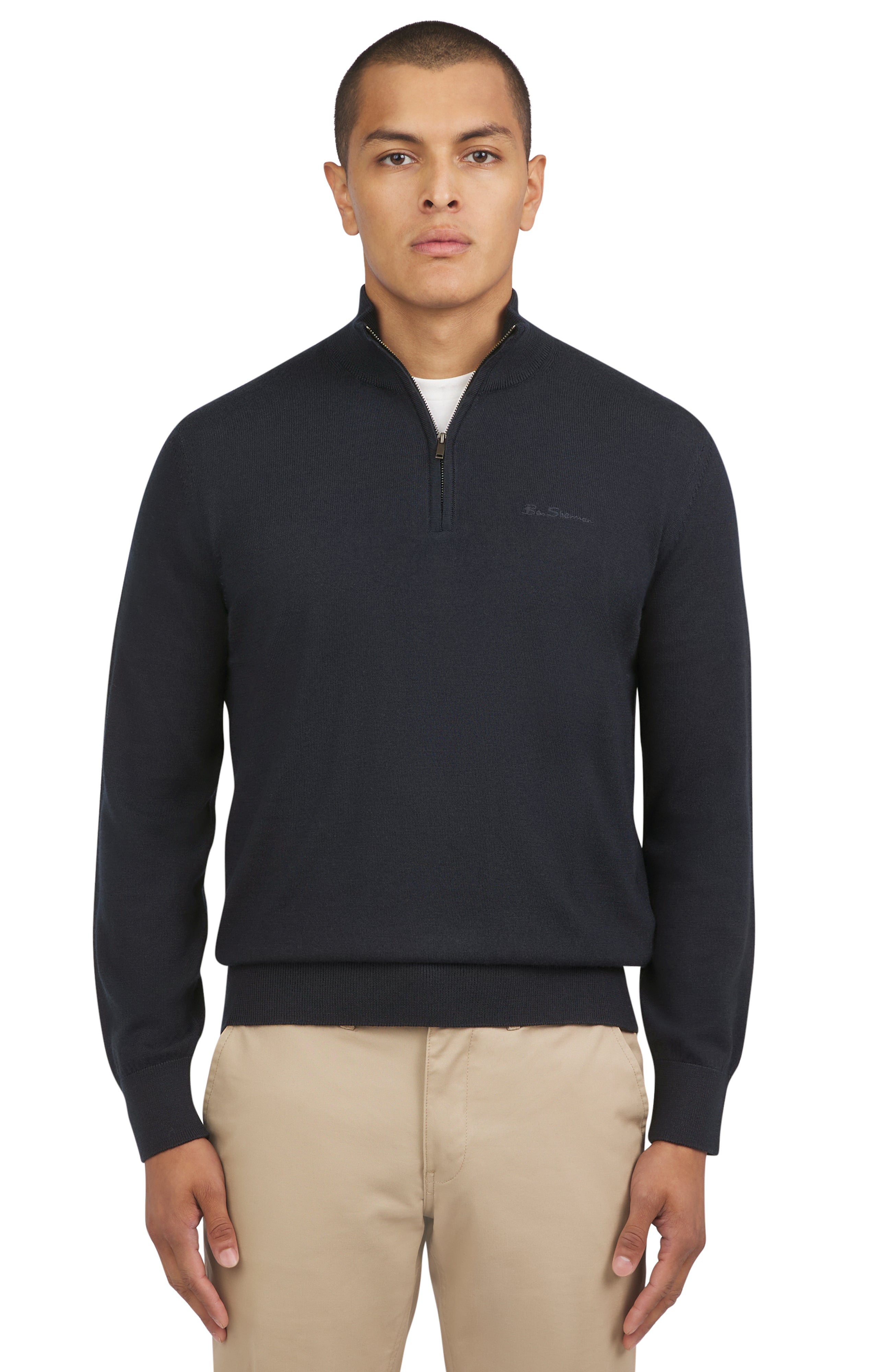 Merino Half Zip - Dark Navy