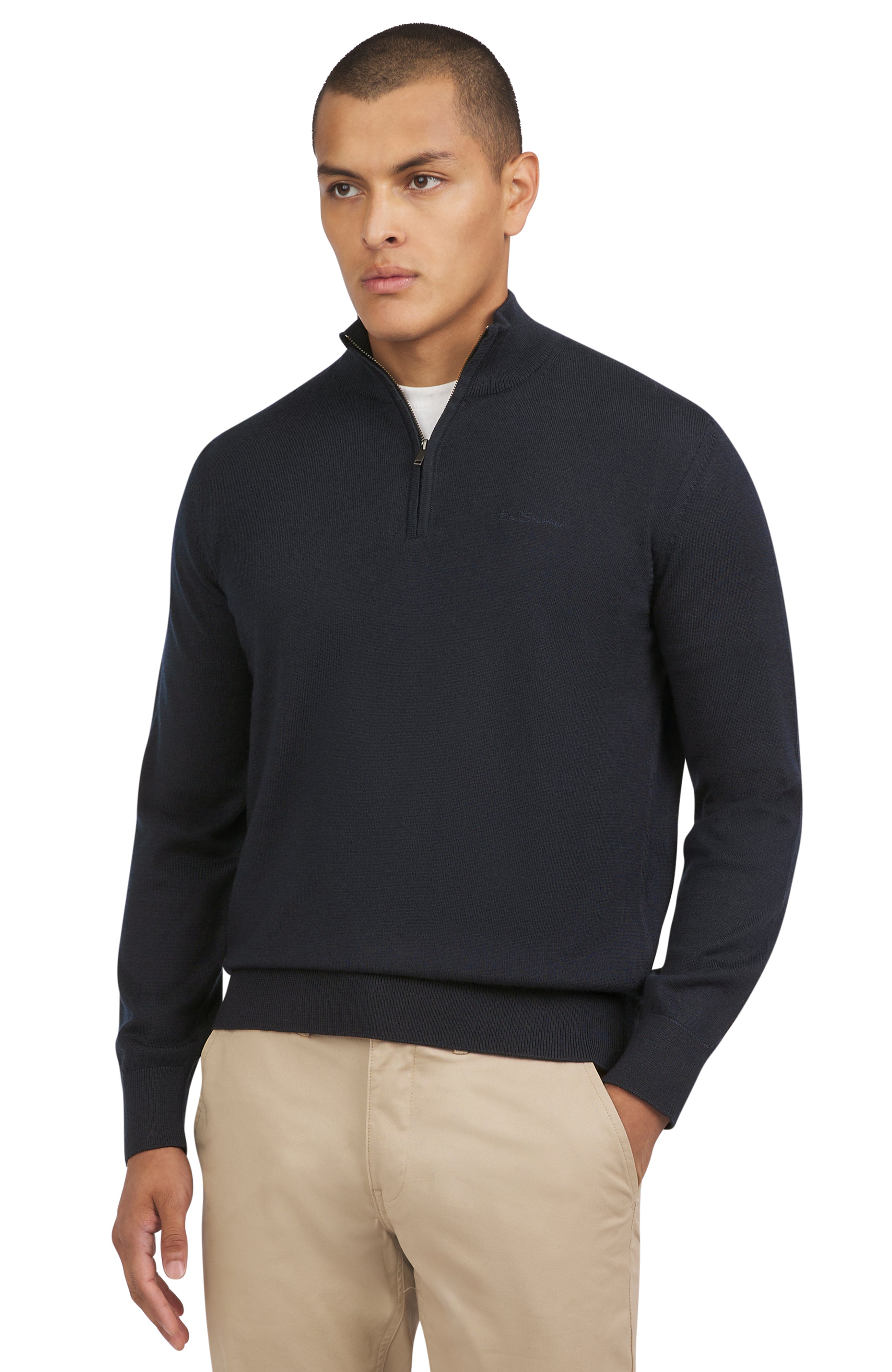 Merino Half Zip - Dark Navy