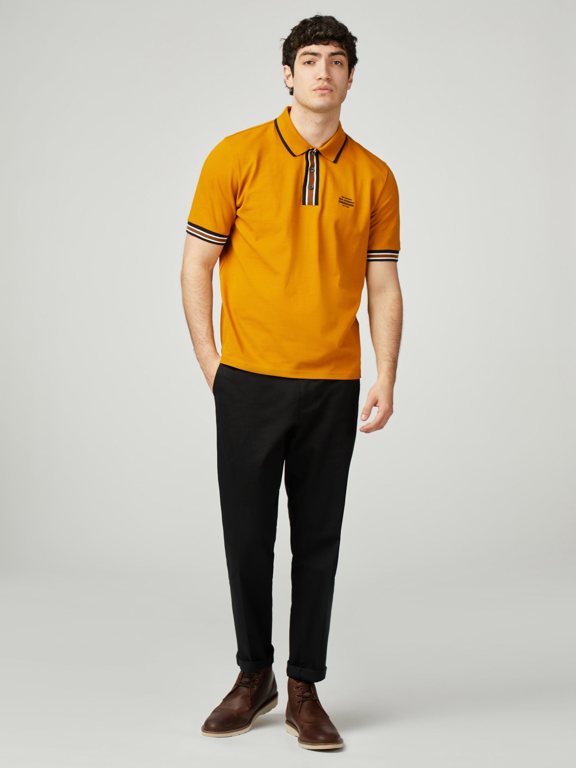 Placket Interest Polo - Antique Gold