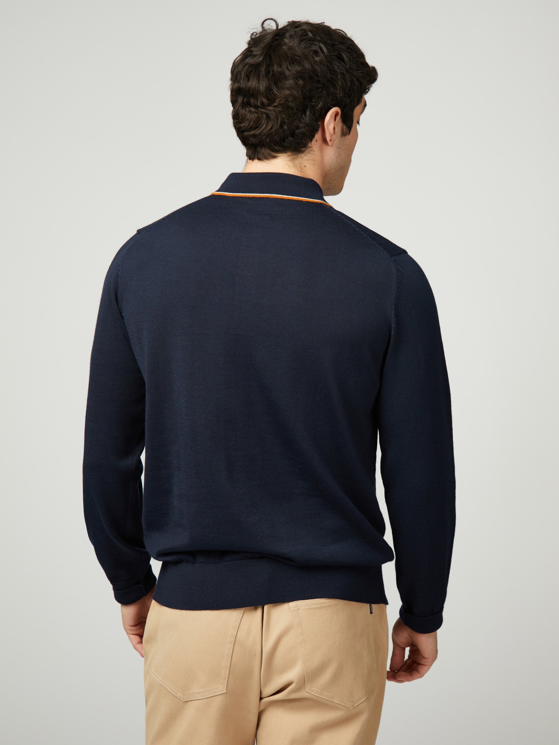 Tipped Merino Polo - Dark Navy