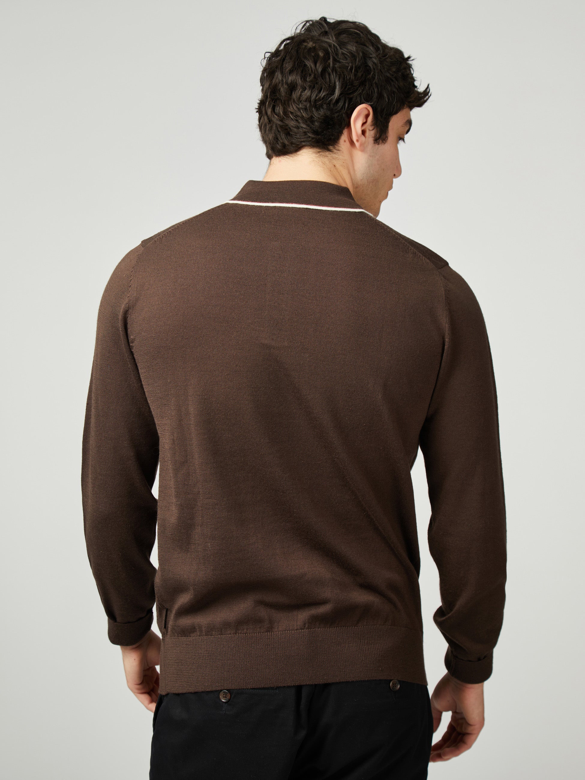 Tipped Merino Polo - Cocoa