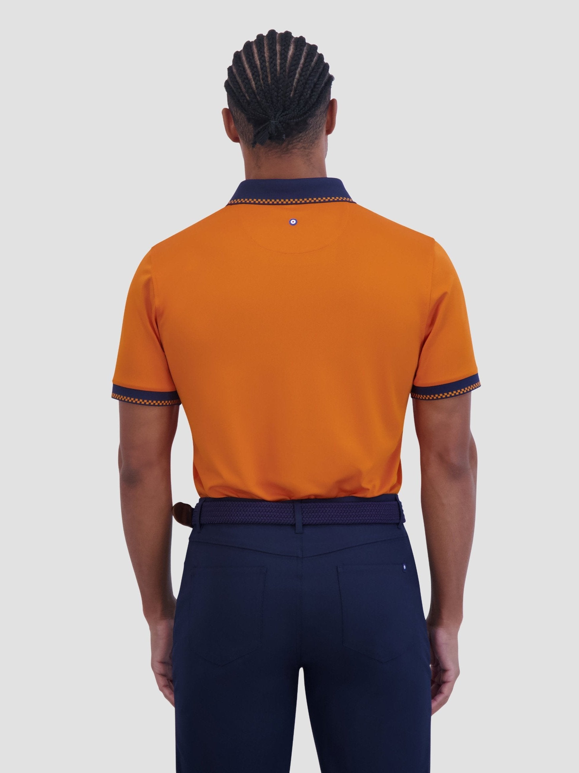 Checker Rib Tech Pique Sports Fit Polo - Amber