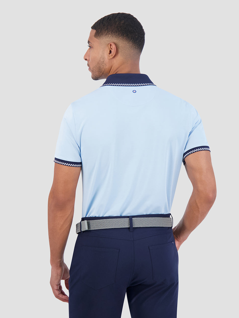 Checker Rib Air Pique Sports Fit Polo - Light Blue