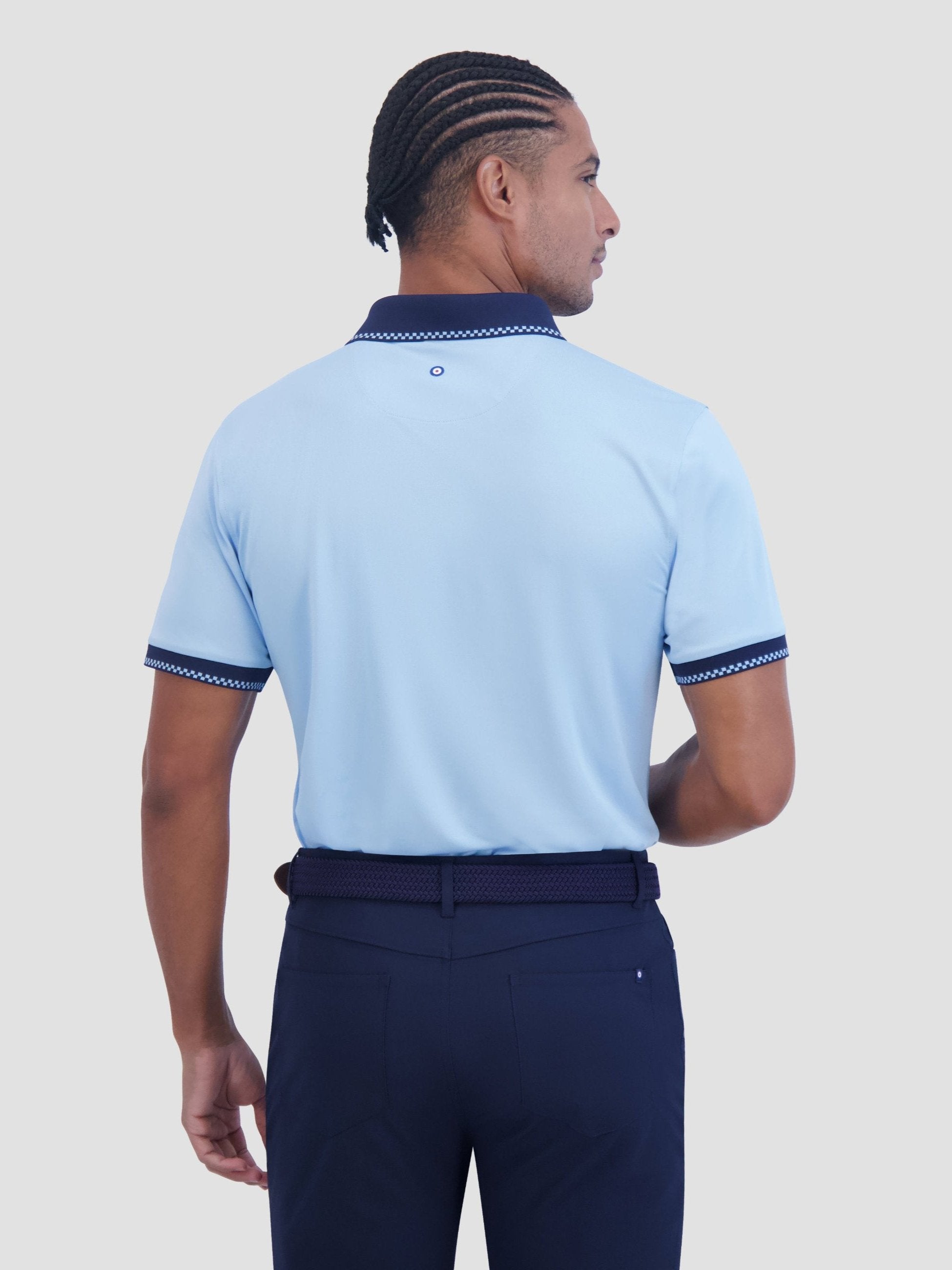 Checker Rib Tech Pique Sports Fit Polo - Placid Blue