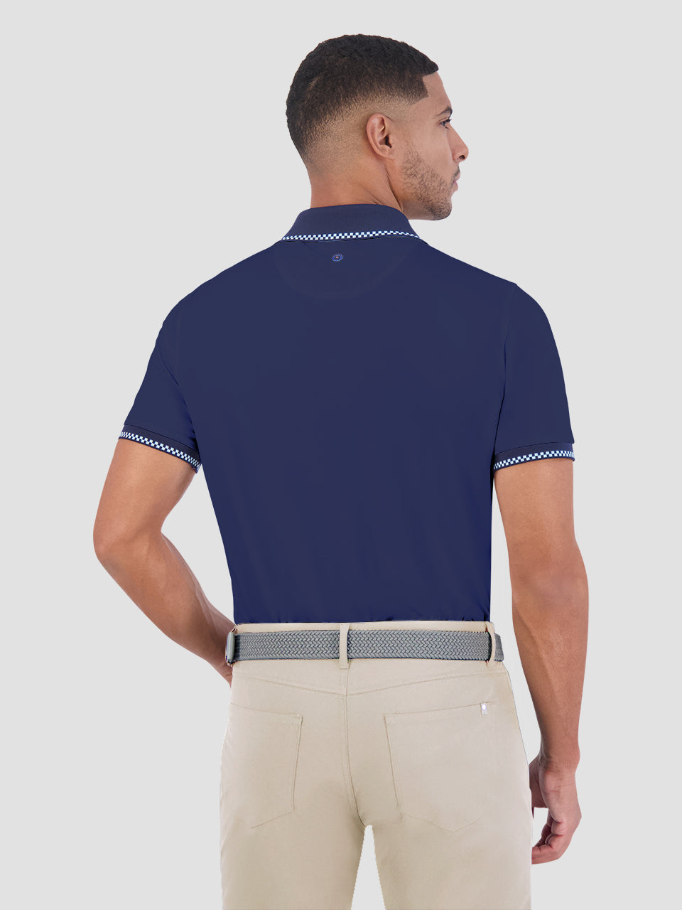 Checker Rib Air Pique Sports Fit Polo - Navy