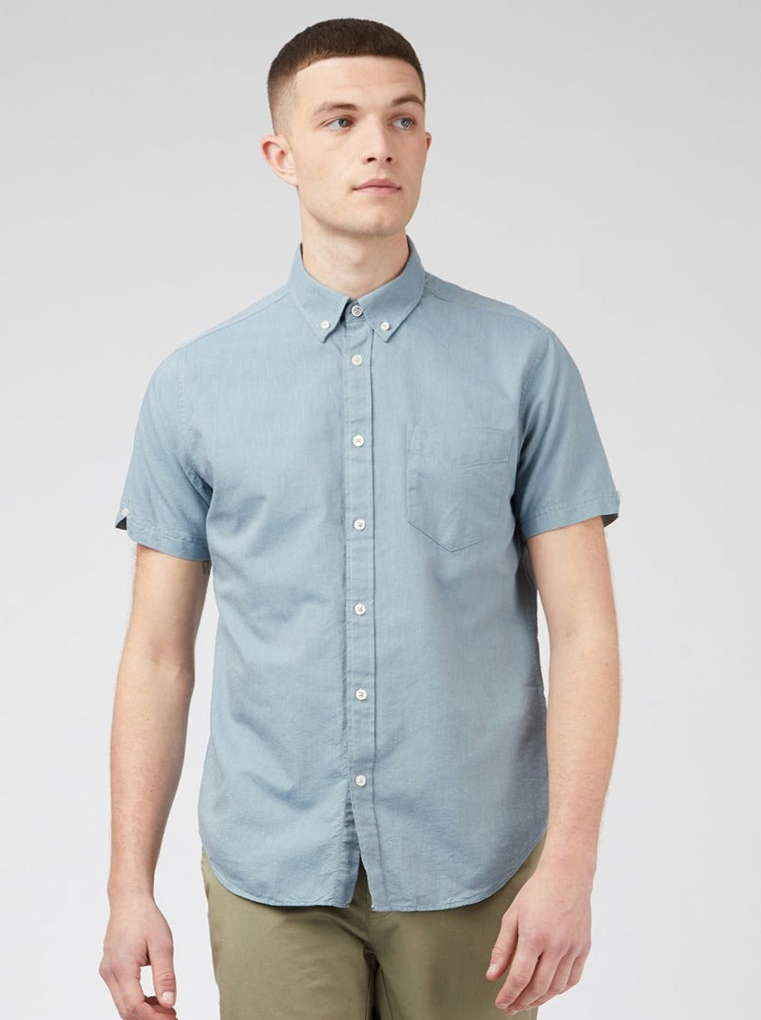Signature Organic Short-Sleeve Oxford Shirt - Blue Shadow - Ben Sherman