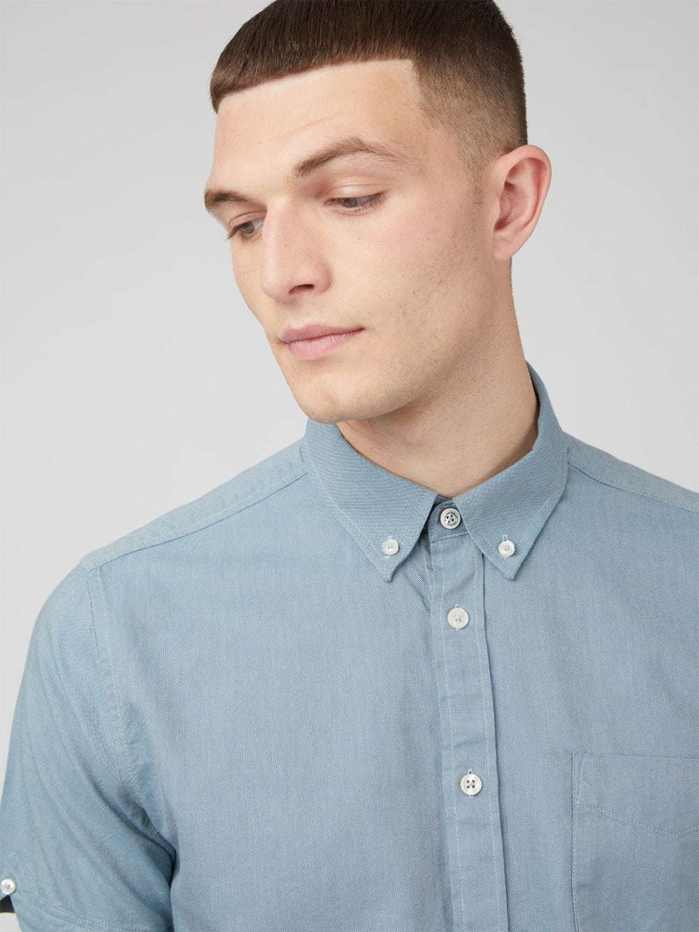 Signature Organic Short-Sleeve Oxford Shirt - Blue Shadow - Ben Sherman