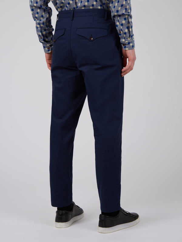 Signature Slim Taper Linen Trousers - Midnight - Ben Sherman