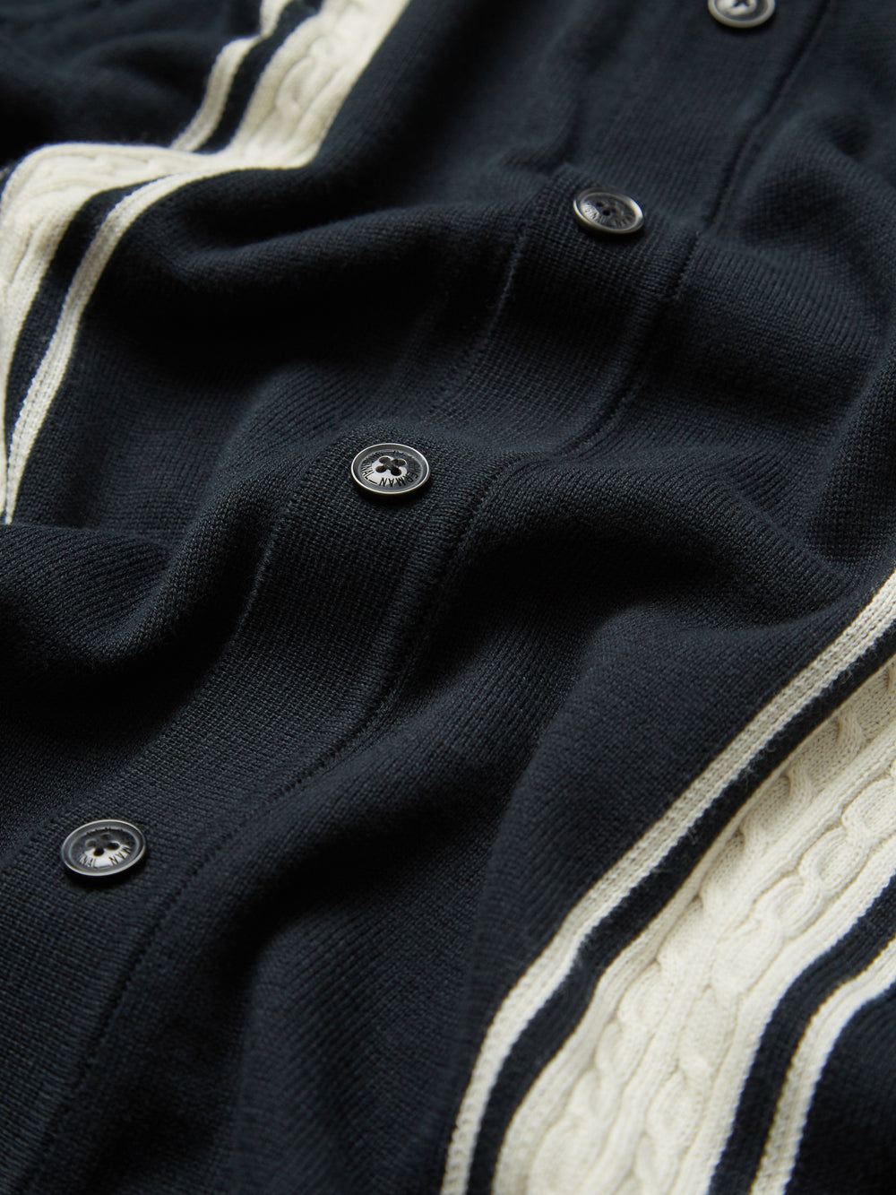 Mod Striped Long-Sleeve Knit Polo - Black - Ben Sherman