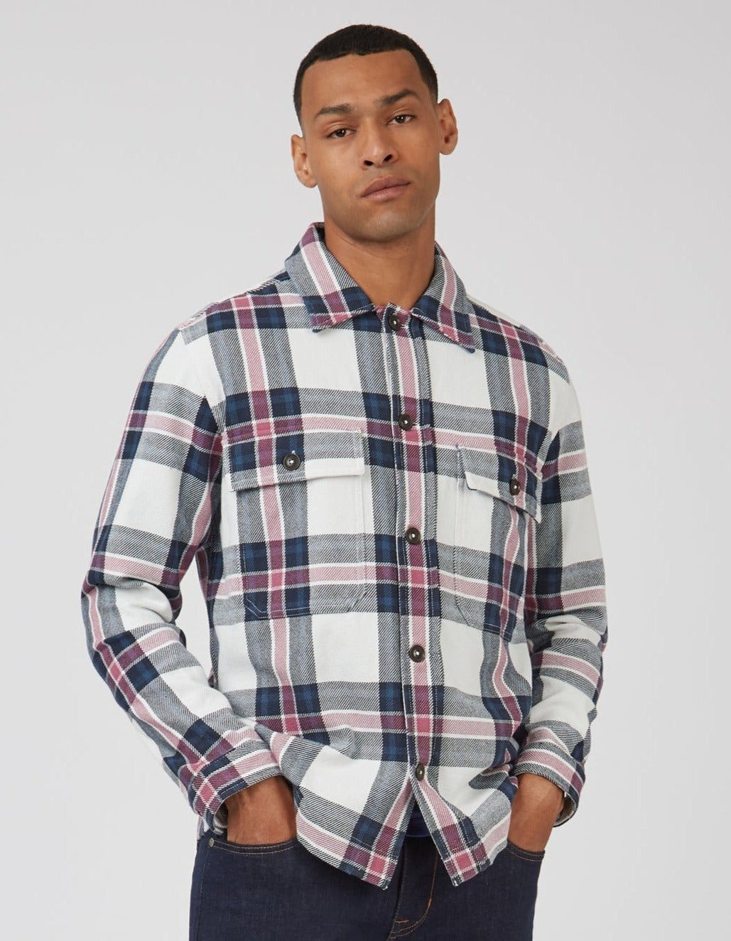 Casual Twill Plaid Workwear Shirt Jacket