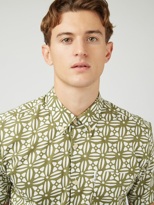 Geo Block Print Relaxed-Fit Shirt