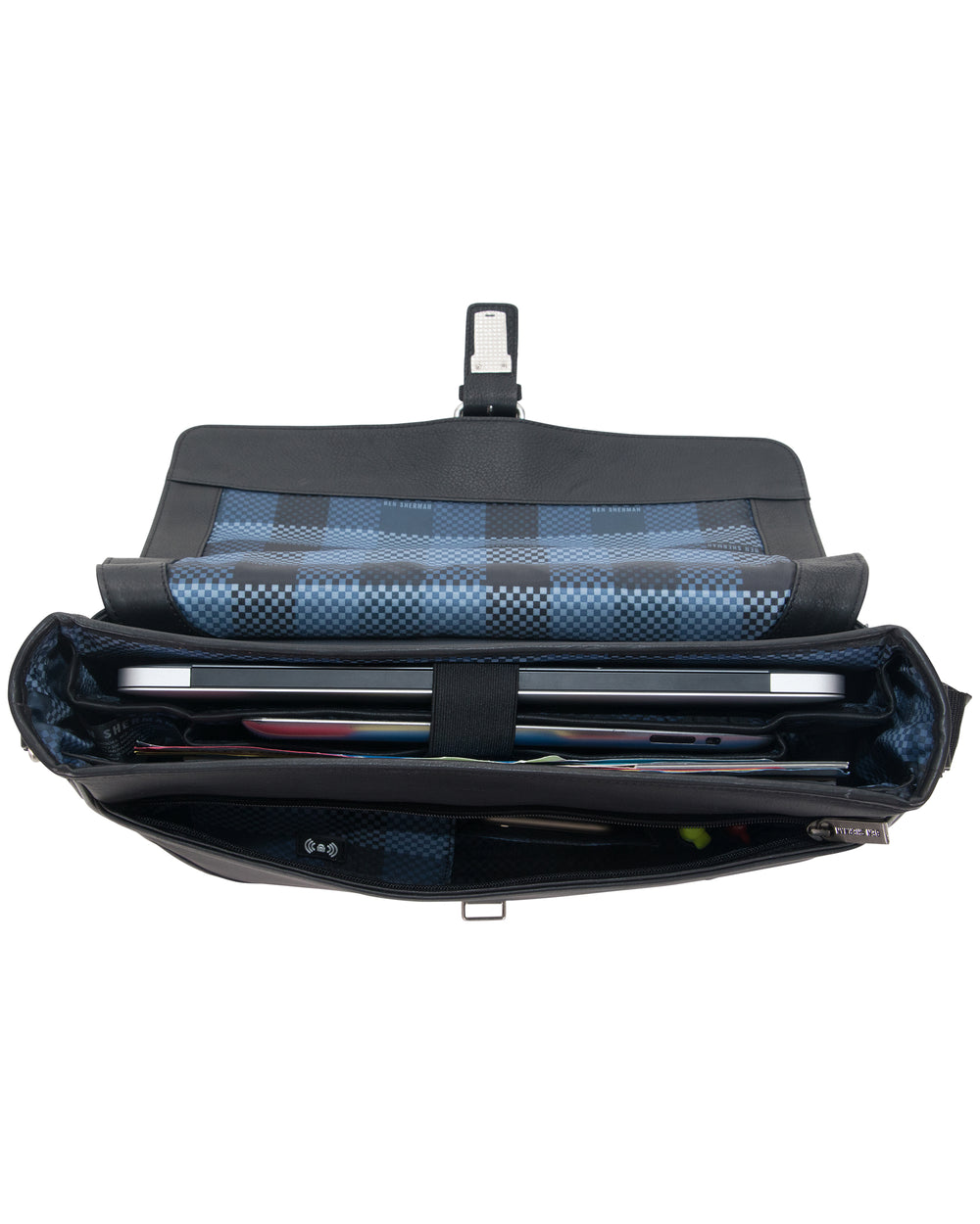 Ben Sherman Black Laptop Messenger Bag Coated Canvas Adjustable Shoulder  Strap