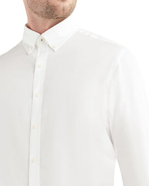 White Solid Oxford Slim Fit Dress Shirt