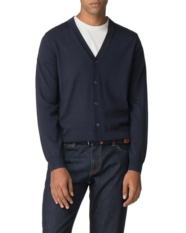 Merino Cardigan Sweater - Navy Blazer