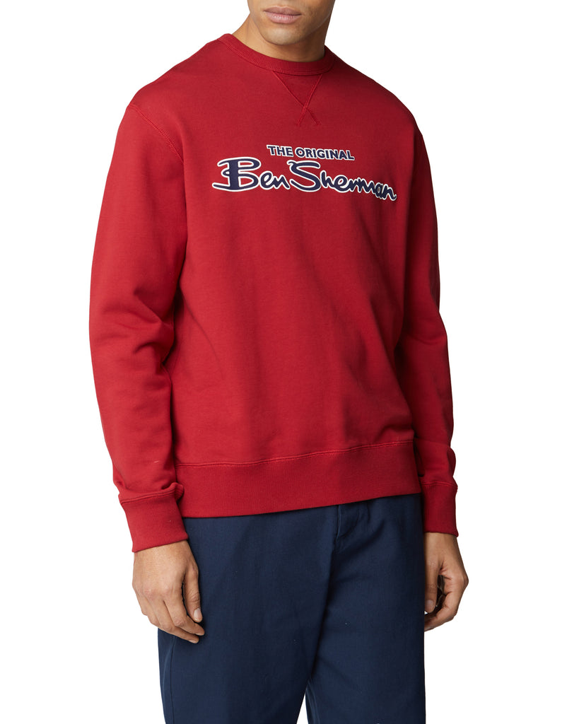 Red Flocked Signature Logo Sweatshirt, Ben Sherman