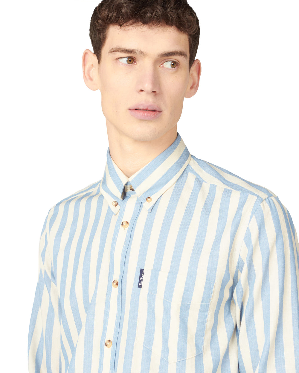 Long-Sleeve Candy-Stripe Shirt - Riviera Blue - Ben Sherman