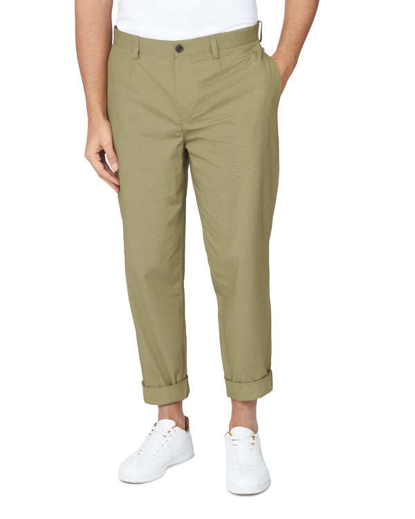 Poplin Relaxed-Taper Pleated Trouser - Olive - Ben Sherman