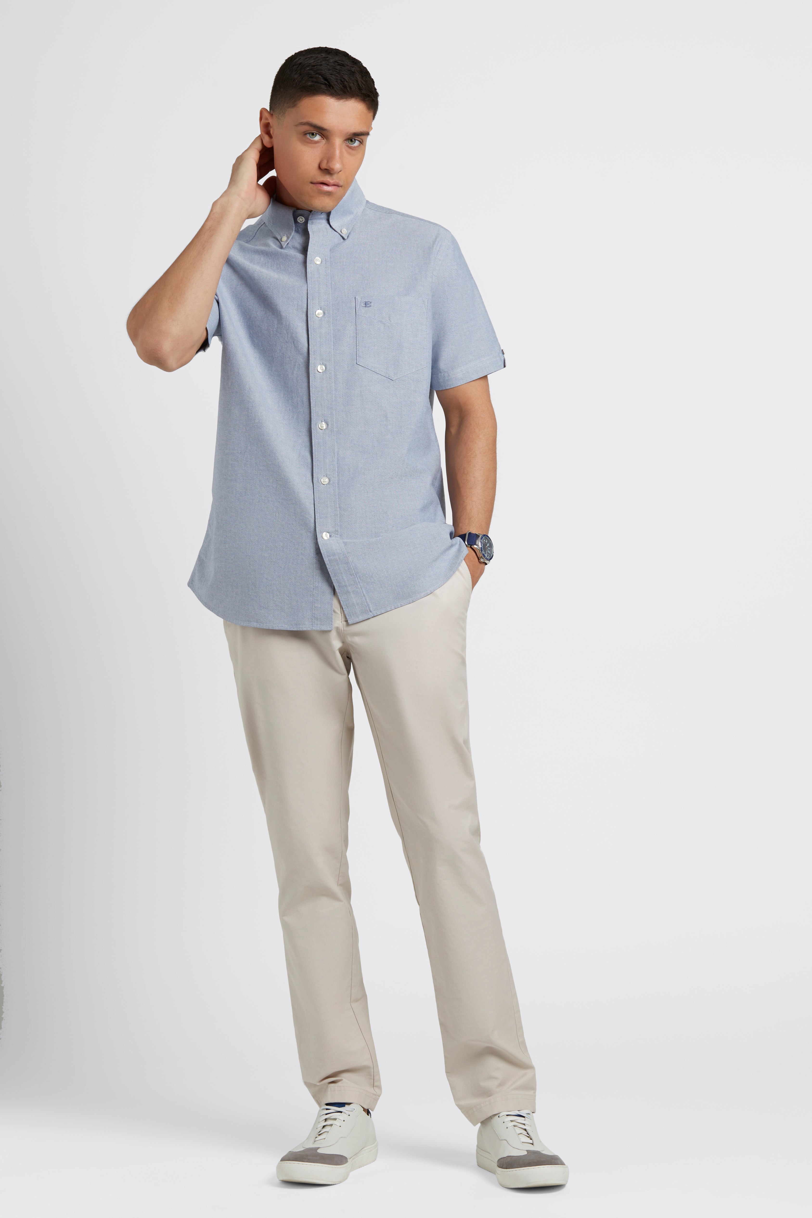 Short Sleeve Brighton Oxford Organic Shirt - Navy