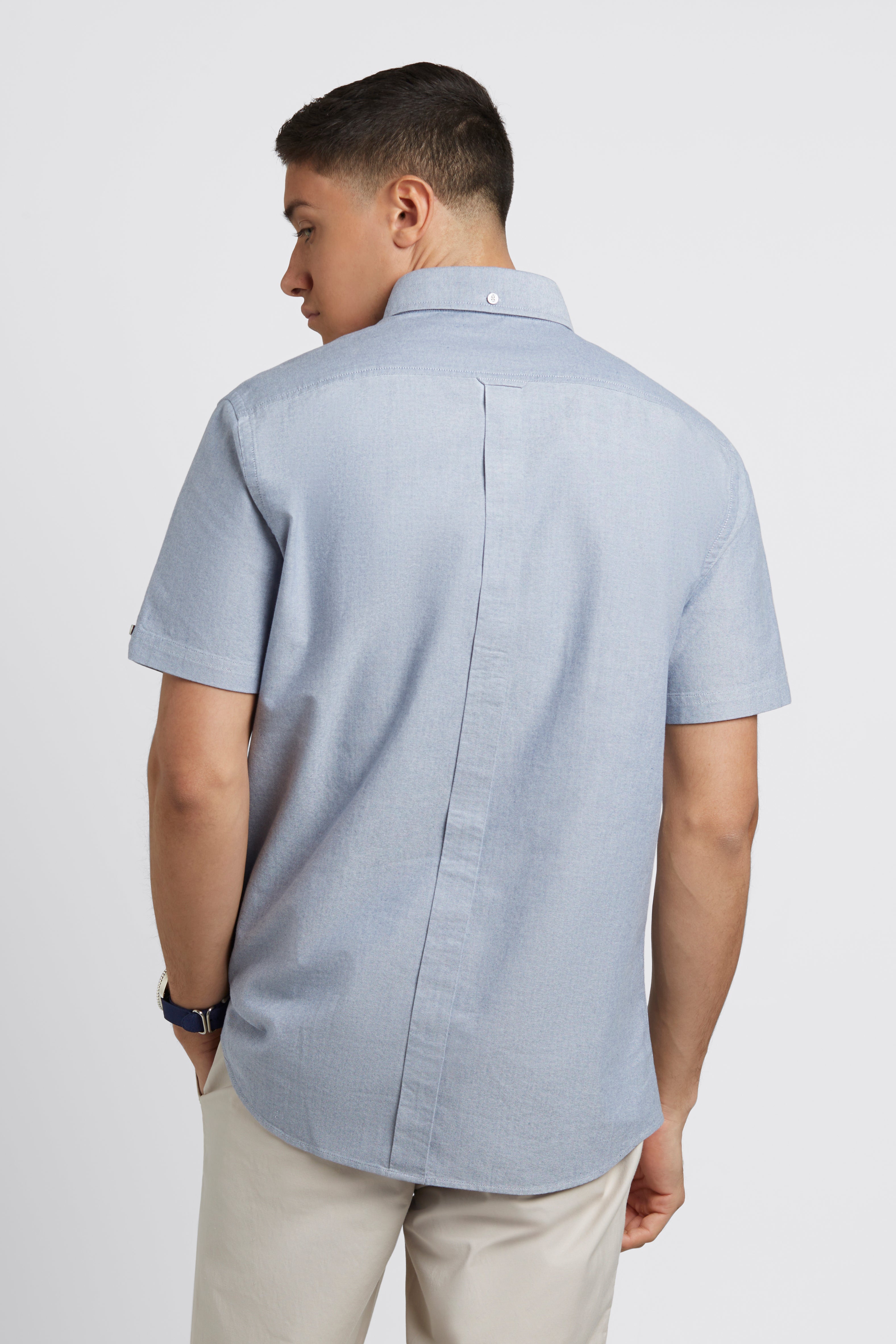 Short Sleeve Brighton Oxford Organic Shirt - Navy