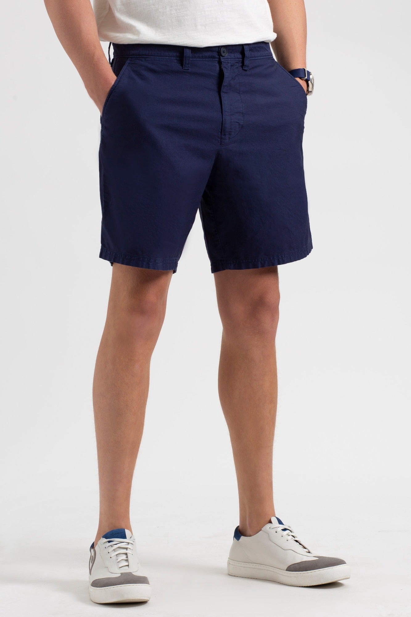 Beatnik Oxford Garment Dye Slim Short - Navy