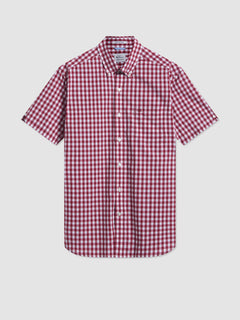 Short Sleeve House Poplin Gingham Shirt - Merlot - Ben Sherman