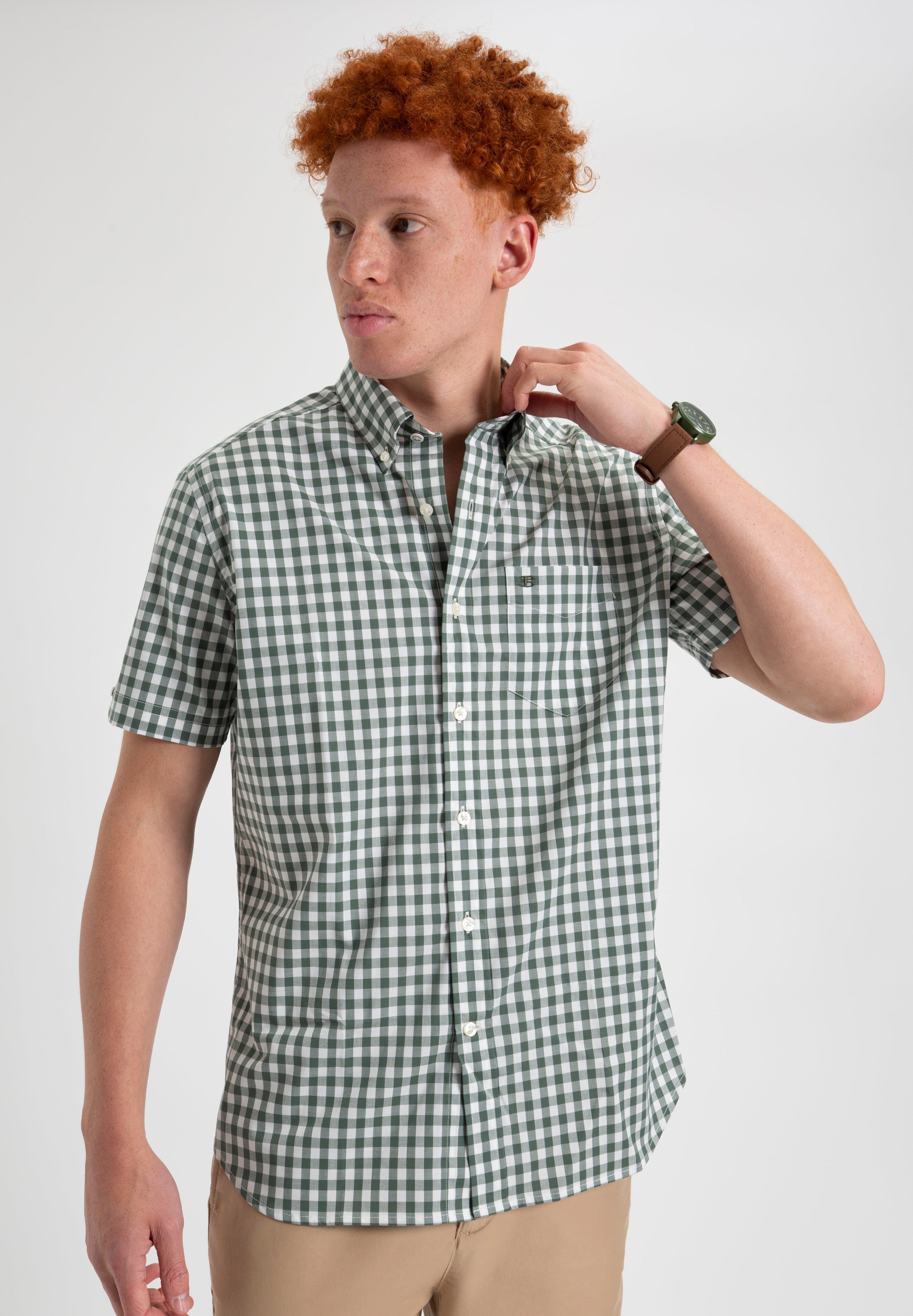 House Poplin Gingham Shirt - Olive