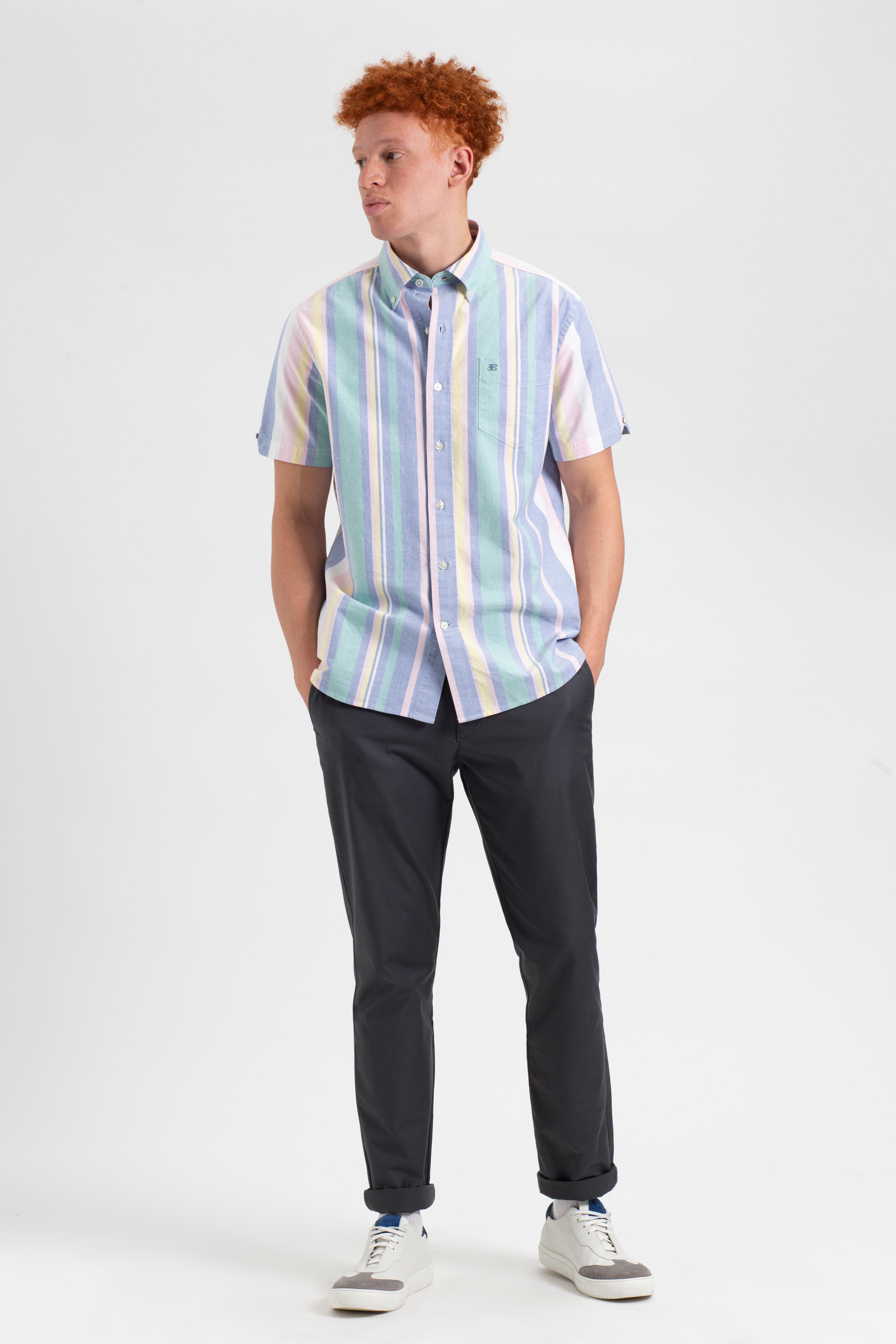 Short Sleeve Brighton Oxford Organic Stripe Shirt