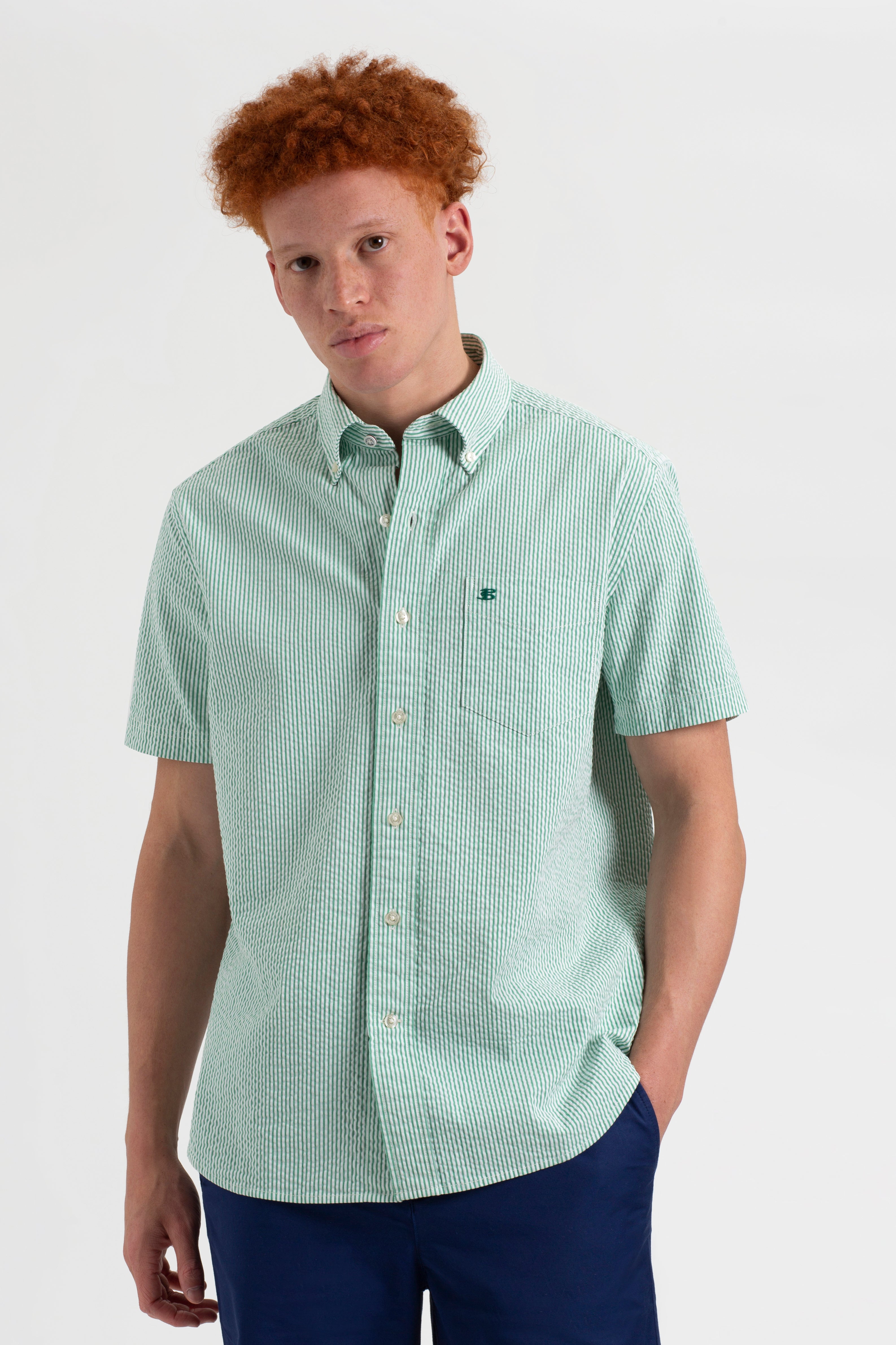 Seersucker Bengal Stripe Shirt - Green