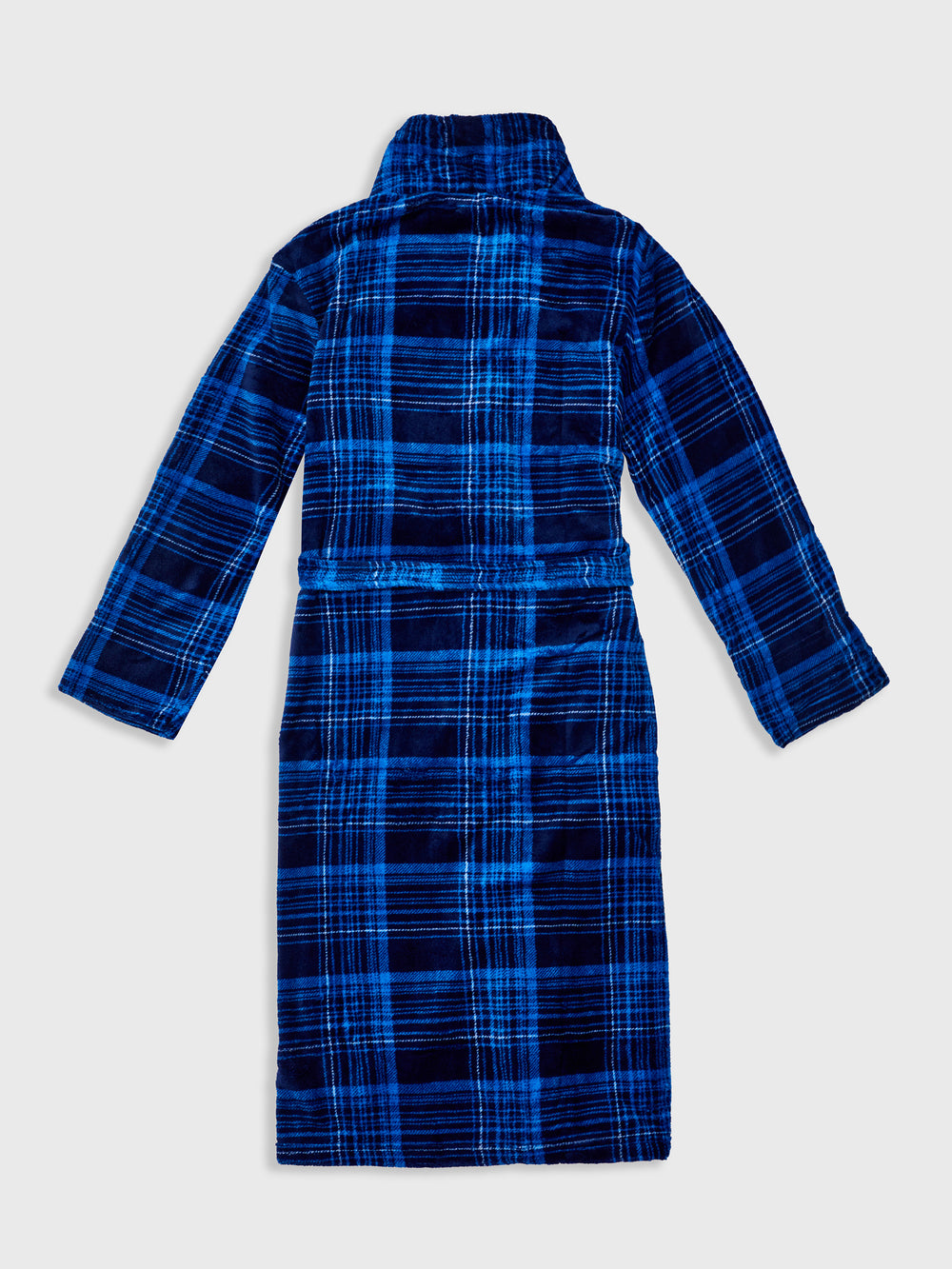 Blue Check Fleece Knit Robe - Ben Sherman