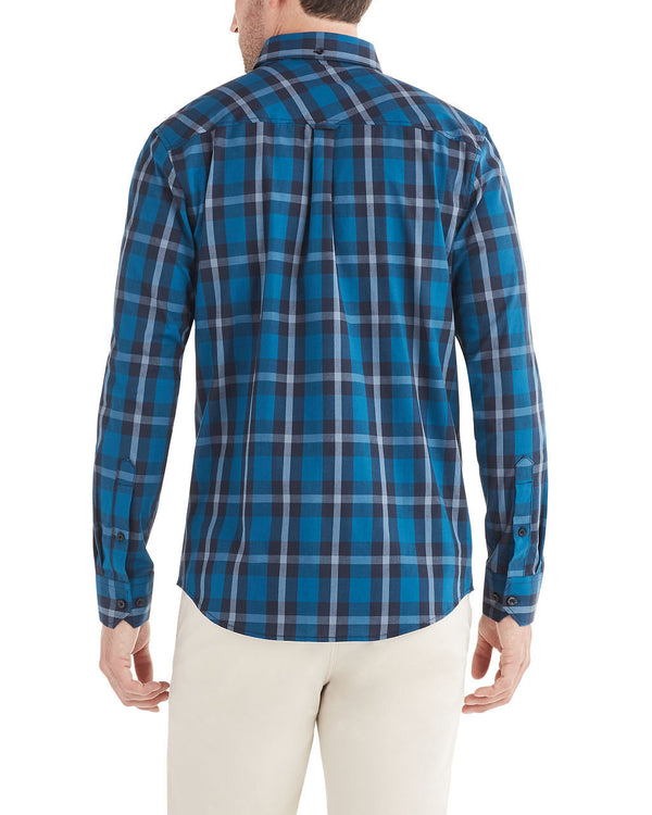 Long-Sleeve Traditional Plaid Shirt - Lake Blue - Ben Sherman