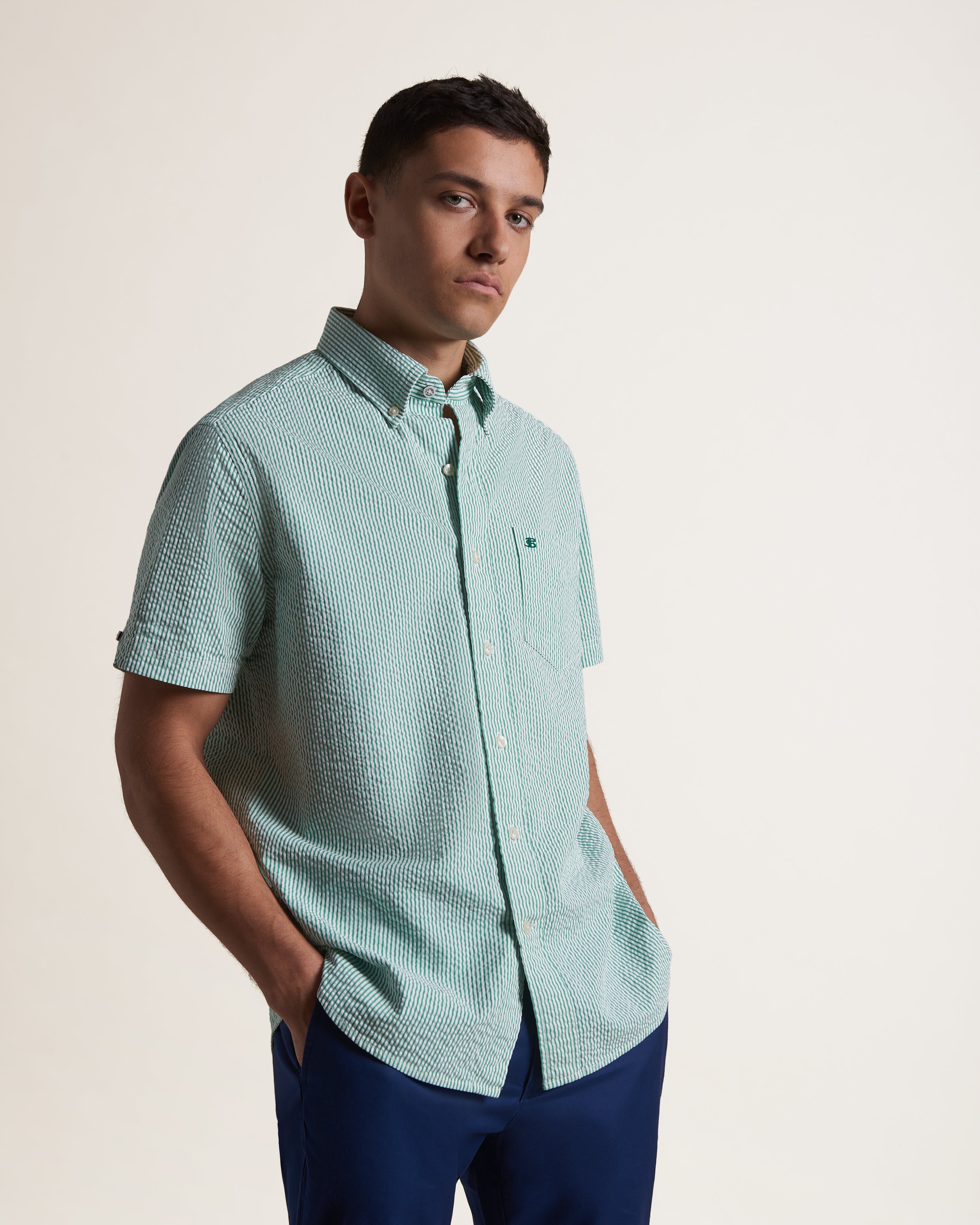 Seersucker Bengal Stripe Shirt - Green